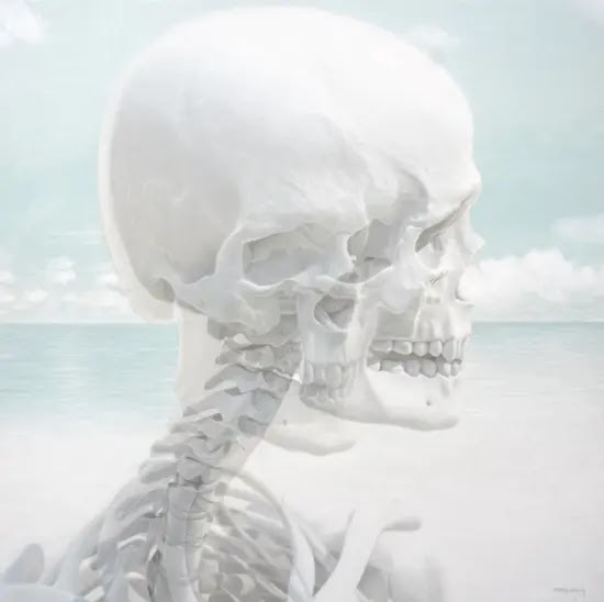Ross Jaylo arte pinturas a óleo hiper-realistas surreais esqueletos