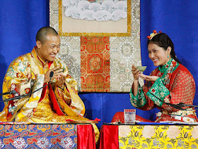 Sakyong Mipham Rinpoche, left, and his bride Princess Tseyang Palmo. The spiritual leader of an international Buddhist organization based in Halifax is stepping back from his duties pending the outcome of an independent investigation into sexual misconduct allegations against him.  (ANDREW VAUGHAN / THE CANADIAN PRESS)