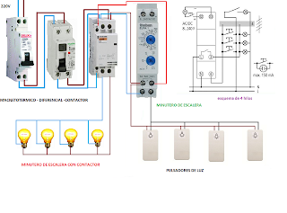 MINUTERO DE ESCALERA 4 HILOS Y CONTACTOR