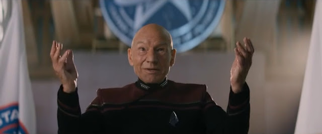 Picard delivers an impassioned speech to a class of Starfleet Academy graduates.
