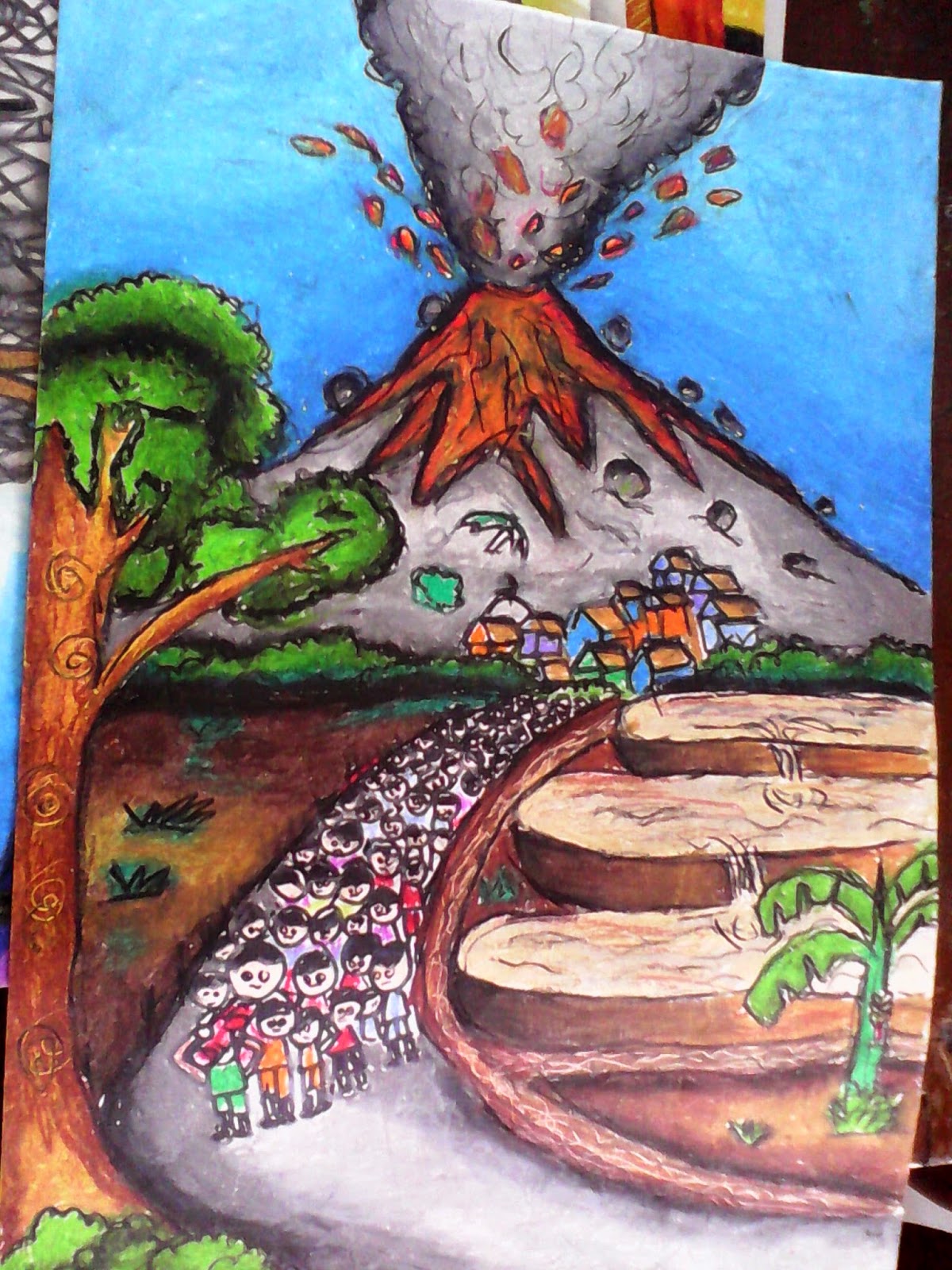 Gambar Qanita Ainabila Lukisan Gambar Gunung Meletus Di Rebanas