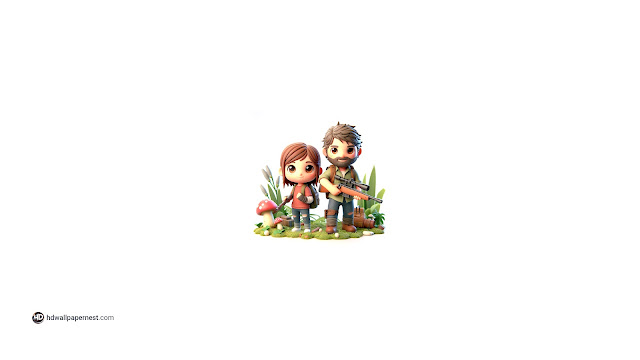 The Last of Us 3D Cute Ellie and Joel in Pixar Style HD Wallpaper