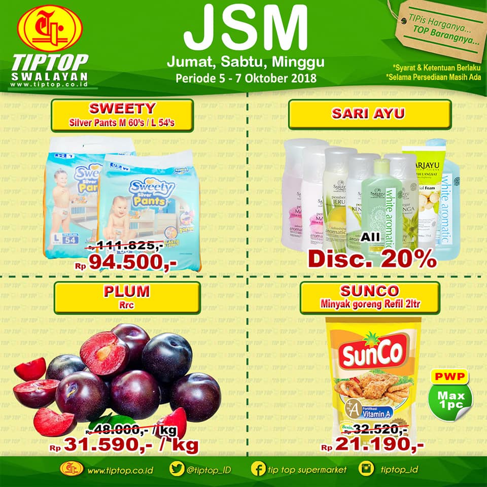 TipTop - Promo Jumat Sabtu Minggu (JSM) Periode 05 - 07 Okt 2018