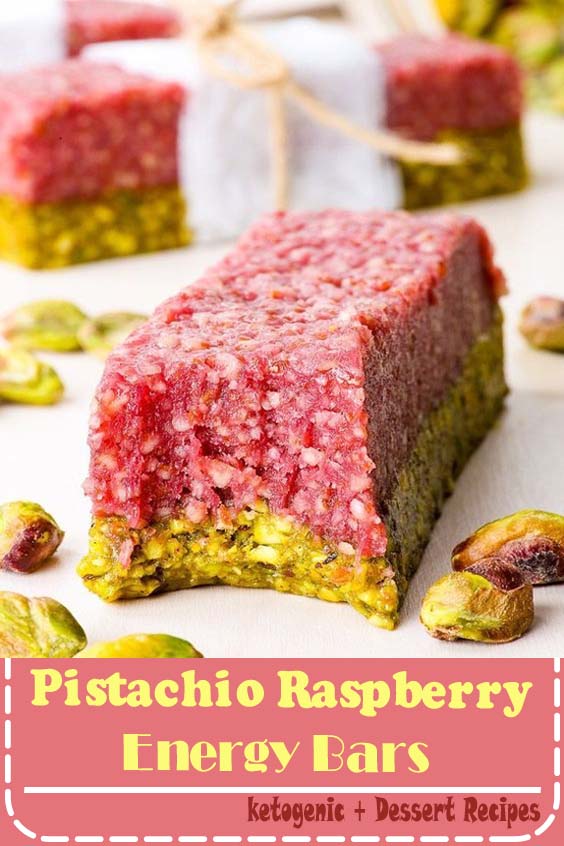 Pistachio Raspberry Homemade Energy Bars {gluten, dairy, egg, peanut, soy & refined sugar free, vegan, paleo} - These pistachio raspberry homemade energy bars taste like dessert but are the perfect quick healthy snack. They are super easy and quick.