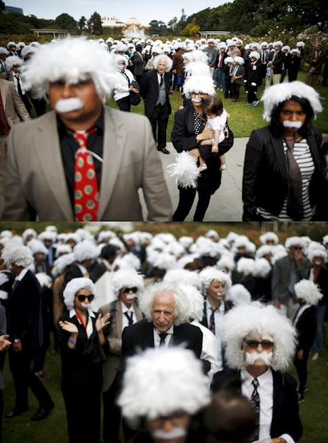 Wow, Lebih Dari 300 Fans Mirip Albert Einstein Pecahkan Rekor Untuk Amal