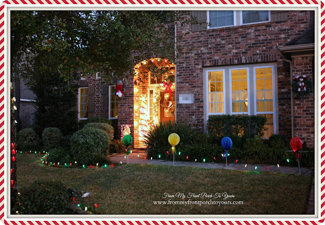 Christmas Lights At Night-Outside Christmas Decor-Christmas Front Porch-From My Front Porch To Yours
