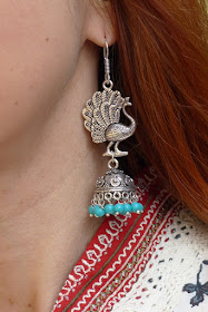 Indian style peacock earrings 