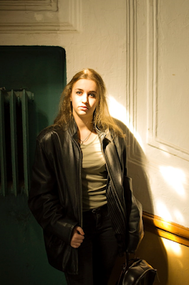 A Beautiful Woman Wearing Brown Leather Jacket