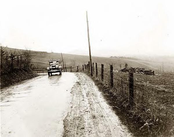 Car on wet road, Shenandoah Park, Va., 1925