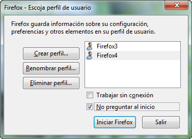 Imagen: Firefox - Escoja Perfil de Usuario