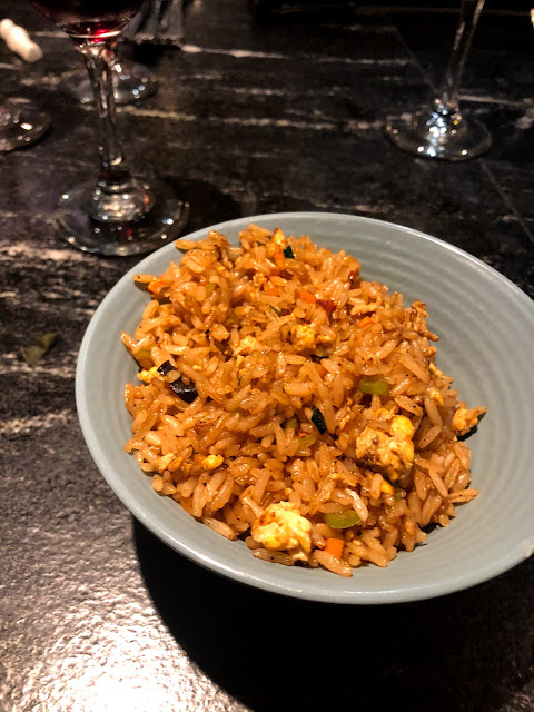 A dish of vegetable fried rice