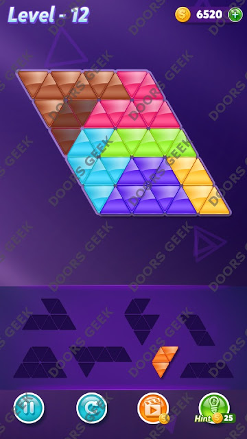 Block! Triangle Puzzle 7 Mania Level 12 Solution, Cheats, Walkthrough for Android, iPhone, iPad and iPod