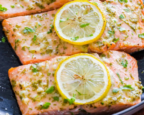 Baked Salmon with Garlic and Dijon #salmon #baked #breakfast #dinner #recipes