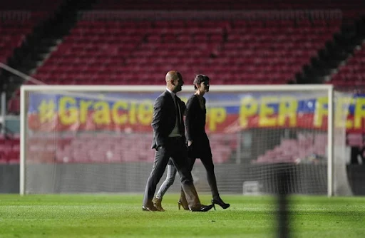 Guardiola shares final Camp Nou moments with family