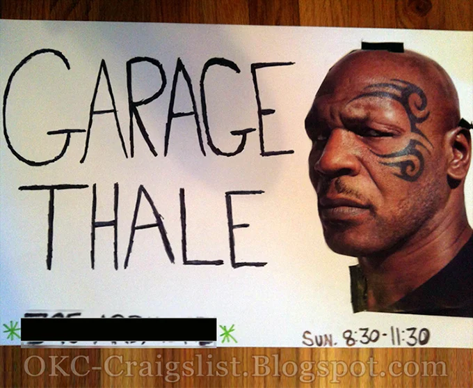 Funny Garage Sale Signs - Mike Tyson