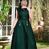 Solid Green Maxi Silk Dress