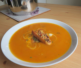 Spiced Butternut Squash Soup with Honey & Cheddar Croutons