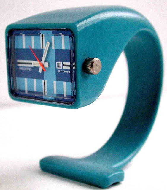 a modern teal table clock 1950s?