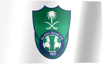 The waving fan flag of Al-Ahli Saudi FC with the logo (Animated GIF)