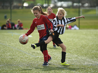 Football young girls soccer time