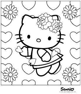 hello kitty coloring pages,hello kitty with flowers coloring pages