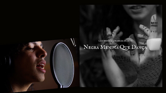 Marília Duarte e capa de “Negra Menina que Dança”.