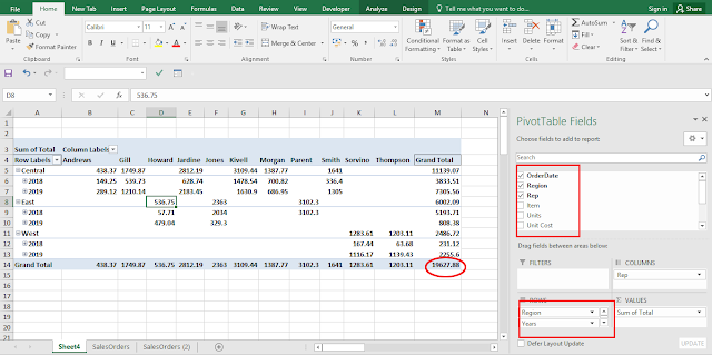 pivot table with date