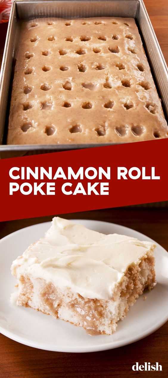 Best Cinnamon Roll Poke Cake Recipe | Grace Family Recipes - 