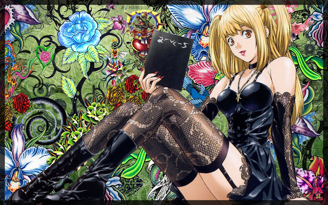   Death Note Misa Black Lingerie blonde hair beautiful girl female anime hd wallpaper desktop pc background 0008.