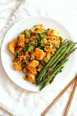 Springtime Asparagus and Peanut Chicken Fried Rice