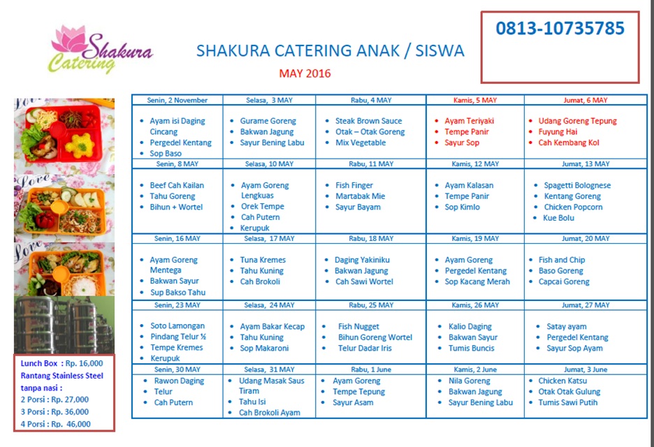  Menu Katering Rumahan Rantangan dan Anak Daerah Bintaro 