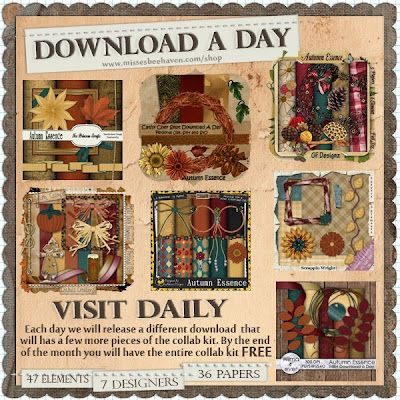 Autumn Essence Download a Day Freebie Kit at Misses BeeHaven - get this fall collab kit FREE this month at MBH