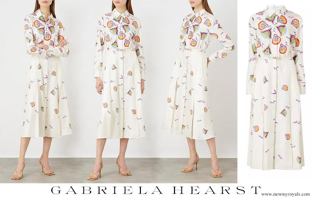 Crown Princess Mette-Marit wore GABRIELA HEARST Mariano Printed Silk Shirt Dress