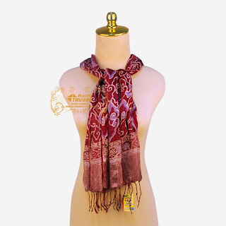 Ebatik Silk Scarf Mega Mendung RedHeart Batik Indonesia