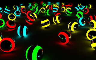 3D Abstract Balls Glowing in Dark Colors Glow Green Yellow Blue Red Abstract HD Wallpaper 