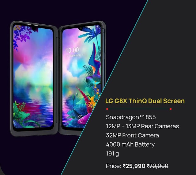 LG G8X ThinQ dual display Phone aggressive price at ₹25,990 in India. It is available at lowest price on Flipkart in India as on Mar 19