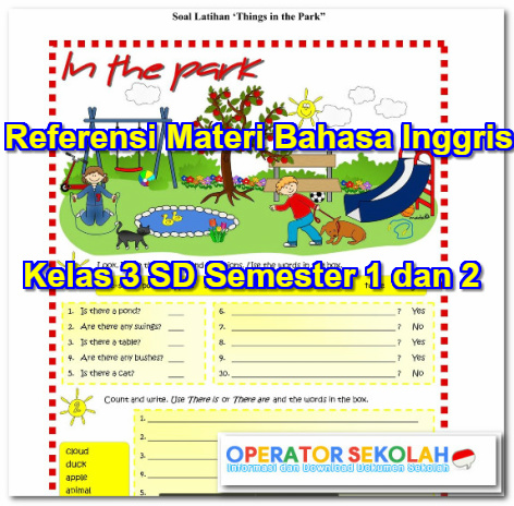 Berikutnya mengenai Contoh Perangkat Pembelajaran Kurikulum  Referensi Materi Bahasa Inggris Kelas 3 SD Semester 1 dan 2
