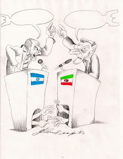 Christian Hildebrandt, Karikatur, Israel, Iran, Frieden, Krieg, Zionismus