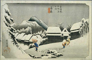 Utagawa Hiroshige 'Night Snow at Kambara' 1833