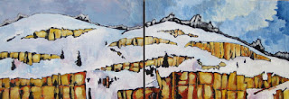 snowy cliffs | colorful landscape | painting