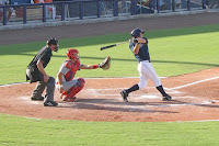 Anthony Scelfo drove home the only run for the Stone Crabs.  Photo by Jim Donten.