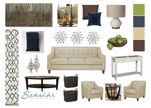Seaside Interiors: Relaxing Earth Tones Living Room Design Board