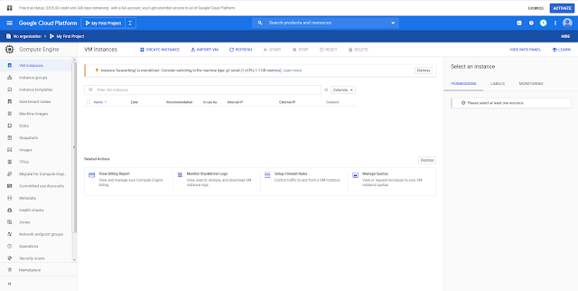 Google Cloud Compute Engine Dashboard