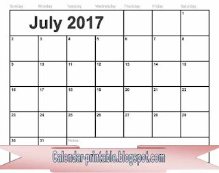 Free Printable Calendar July 2017