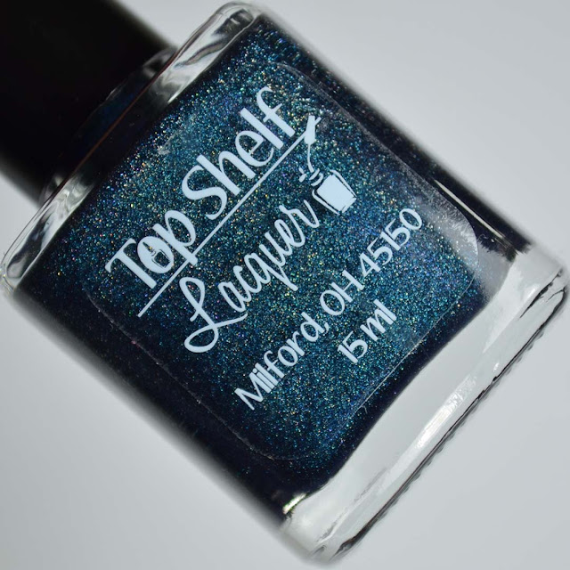 dark blue holographic nail polish