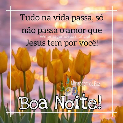 Tudo na vida passa, só não passa o amor que Jesus tem por você! Boa Noite!