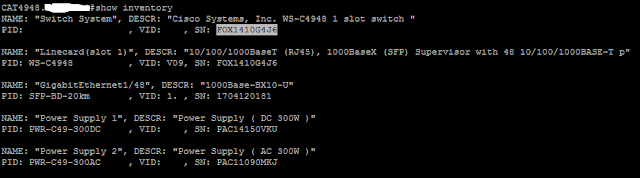 Show Serial Number of Router and Switch Cisco