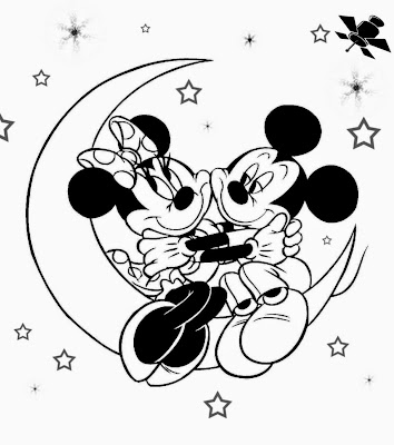 Simple cartoon St Valentines Day free coloring book page under the moon of love printables for teens