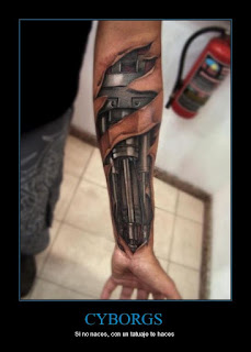 bio-mechanical tattoo on the forearm