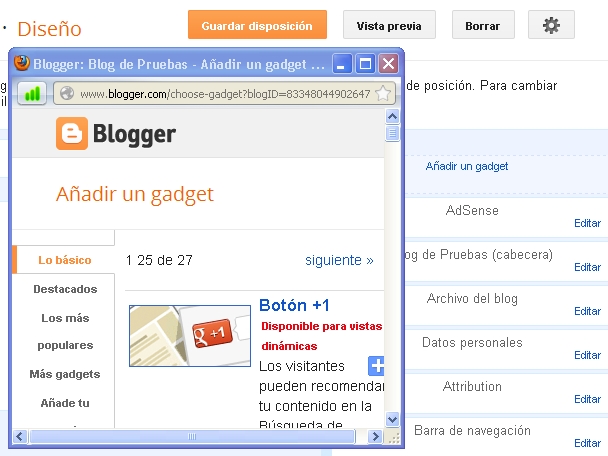 Resultado de imagen para agregar gadget blogger